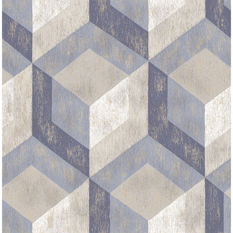 2922-22311 Clarabelle Blue Rustic Wood Tile Wallpaper