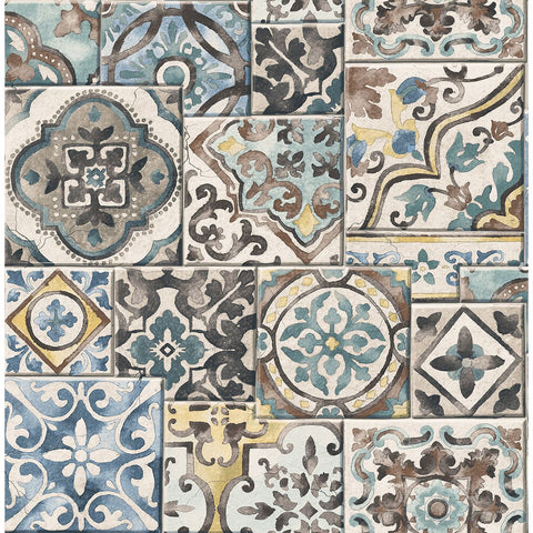 2922-22315 Estrada Blue Marrakesh Tiles Wallpaper