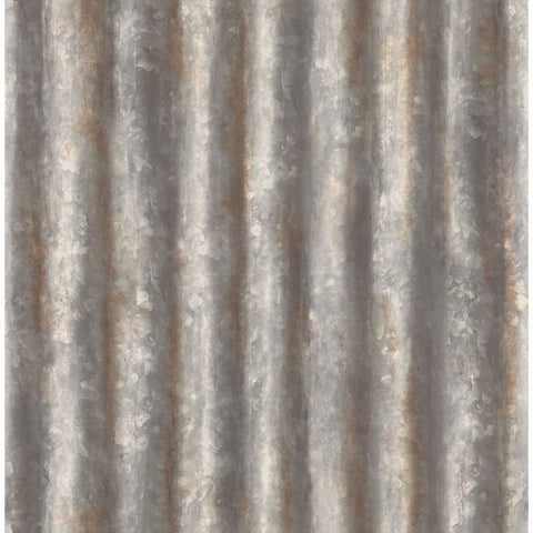 2922-22333 Kirkland Charcoal Corrugated Metal Wallpaper