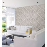 2922-24017 Carriage House White Geometric Wood Wallpaper