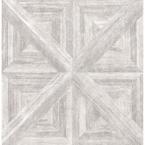 2922-24017 Carriage House White Geometric Wood Wallpaper
