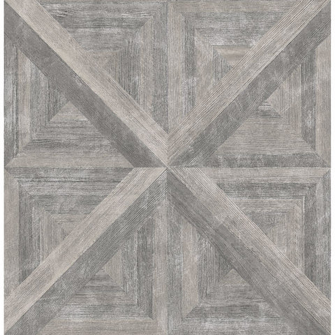 2922-24018 Carriage House Taupe Geometric Wood Wallpaper