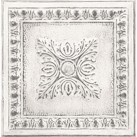 2922-24031 Hillman White Ornamental Tin Tile Wallpaper