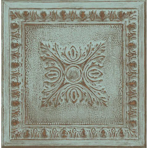 2922-24032 Hillman Turquoise Ornamental Tin Tile Wallpaper