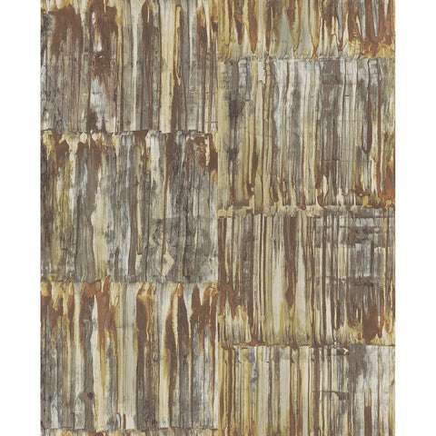 2922-24063 Patina Brass Faux Metal Panels Wallpaper