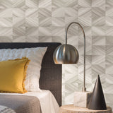 2922-25377 Stratum Taupe Geometric Wood Wallpaper