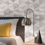 2922-25379 Stratum Grey Geometric Wood Wallpaper
