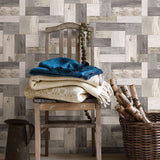 2922-25383 Knock on Wood Neutral Distressed Wallpaper