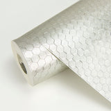 2927-42486 Carbon Platinum Honeycomb Geometric Wallpaper