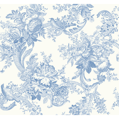 2927-81602 Carmel Light Blue Baroque Florals Wallpaper