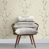 2927-81805 Monterey Ivory Floral Branch Wallpaper