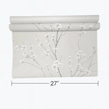 2927-81805 Taupe beige gray white watercolor cherry blossom branches Chinoiserie wallpaper
