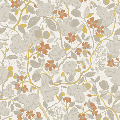 2932-65124 Ewald Grey Garden Vines Wallpaper