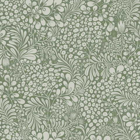2932-65125 Siv Dark Green Botanical Wallpaper