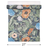 2948-33003 Large flowers blooms floral charcoal gray green blue orange peach Wallpaper roll