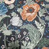 2948-33003 Large flowers blooms floral charcoal gray green blue orange peach Wallpaper roll