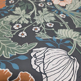 2948-33003 Large flowers blooms floral charcoal gray green blue orange peach Wallpaper roll