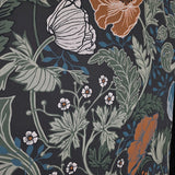 2948-33003 Large flowers blooms floral charcoal gray green blue orange peach Wallpaper roll