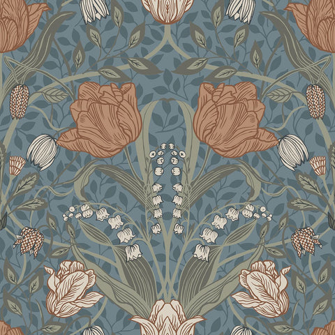 2948-33009 Tulipa Blue Floral Wallpaper