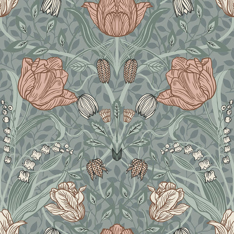 2948-33010 Tulipa Sage Floral Wallpaper