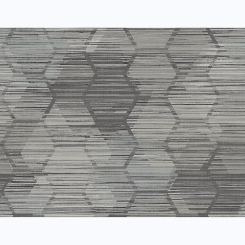 2949-60500 Jabari Charcoal Geometric Faux Grasscloth Wallpaper