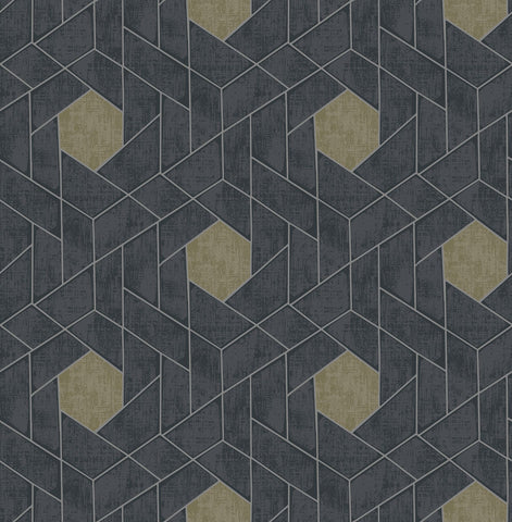 2964-25900 Granada Charcoal Geometric Wallpaper