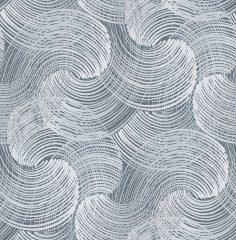 2964-25905 Karson Blue Swirling Geometric Wallpaper