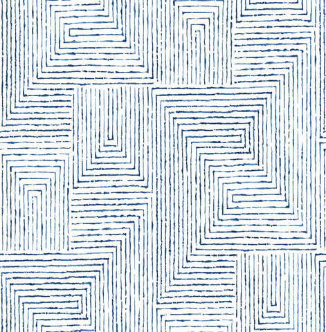 2964-25955 Merritt Indigo Geometric Wallpaper