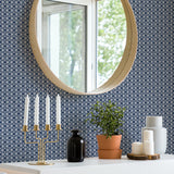 2969-26000 Lisbeth Navy Geometric Lattice Wallpaper