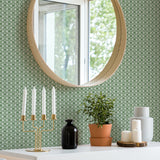 2969-26001 Lisbeth Green Geometric Lattice Wallpaper