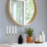 2969-26005 Lisbeth Blue Geometric Lattice Wallpaper