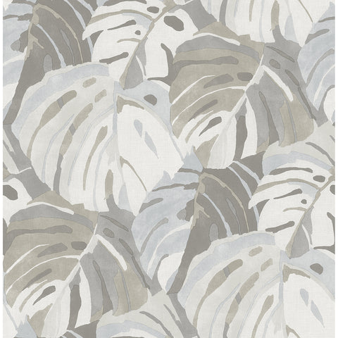 2969-26008 Samara Stone Monstera Leaf Wallpaper