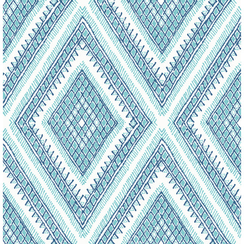 2969-26013 Zaya Blue Tribal Diamonds Wallpaper