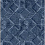 2969-26017 Moki Blue Lattice Geometric Wallpaper