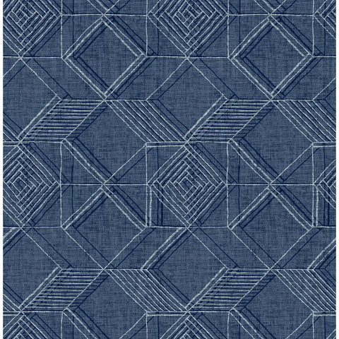 2969-26017 Moki Blue Lattice Geometric Wallpaper