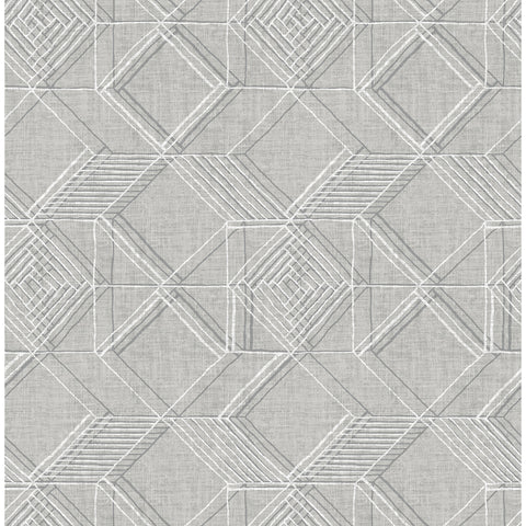 2969-26018 Moki Grey Lattice Geometric Wallpaper