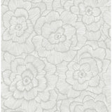 2969-26036 Periwinkle Light Grey Textured Floral Wallpaper