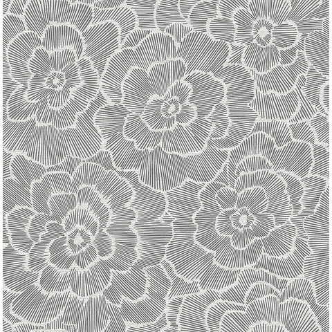 2969-26038 Periwinkle Grey Textured Floral Wallpaper