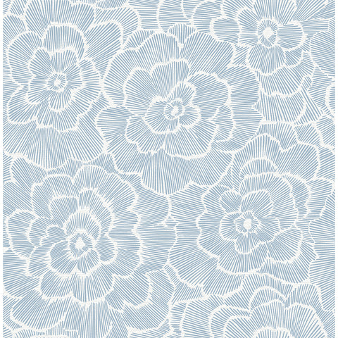 2969-26039 Periwinkle Blue Textured Floral Wallpaper
