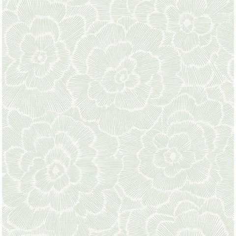 2969-26040 Periwinkle Green Textured Floral Wallpaper