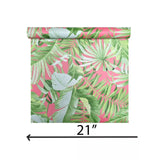 2969-26055 Alfresco leaves Palm Leaf Wallpaper pink green Jungle Tropical Floral 