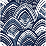 2969-87351 Cabarita Indigo Art Deco Flocked Leaves Wallpaper