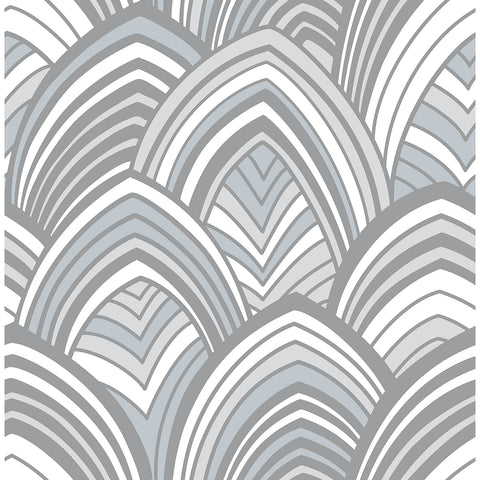 2969-87353 Cabarita Grey Art Deco Flocked Leaves Wallpaper