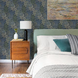 2970-13904 Sumner Navy Woodland Botanical Wallpaper