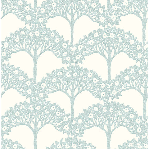  2970-26111 Dawson Turquoise Magnolia Tree Wallpaper