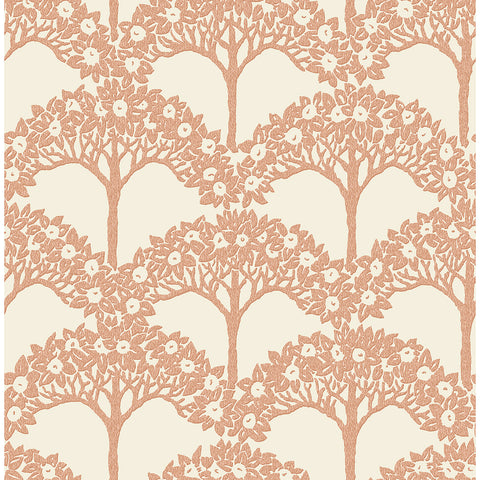2970-26112 Dawson Rust Magnolia Tree Wallpaper