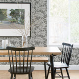 2970-26123 Morris Dark Grey Leaf Wallpaper