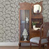 2970-26123 Morris Dark Grey Leaf Wallpaper