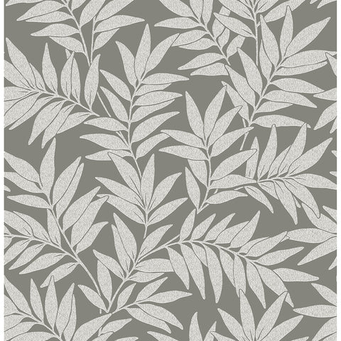 2970-26123 Morris Dark Grey Leaf Wallpaper