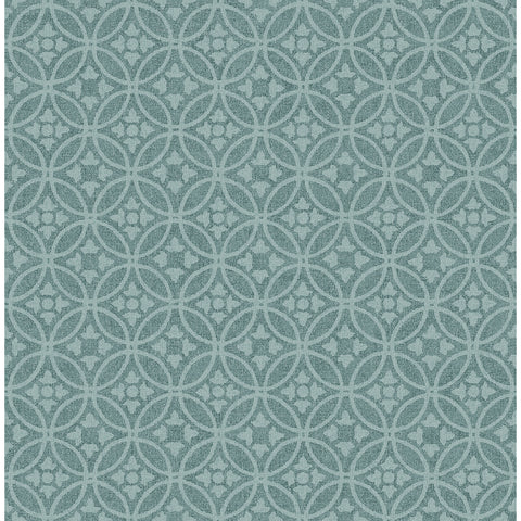 2970-26133 Larsson Teal Ogee Wallpaper